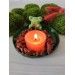 Frog with camping bonfire tea light candle holder