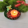 Cute Frog with camping bonfire tea light candle holder