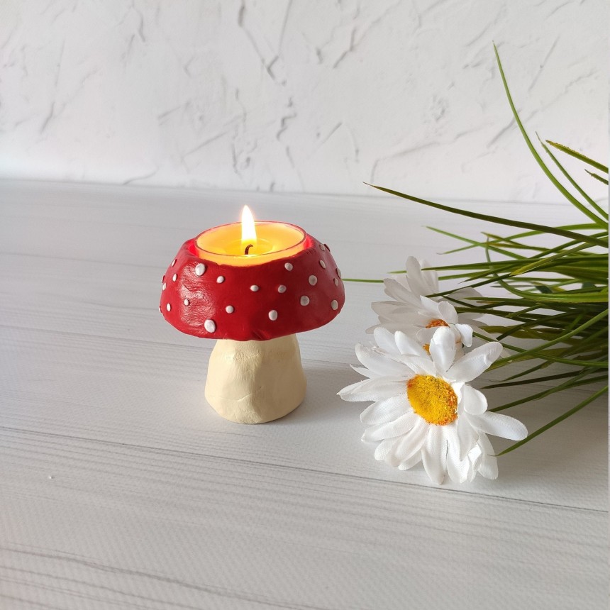Mushroom Glass Tea Light Candle holders mushroom Vase Terrarium x1 