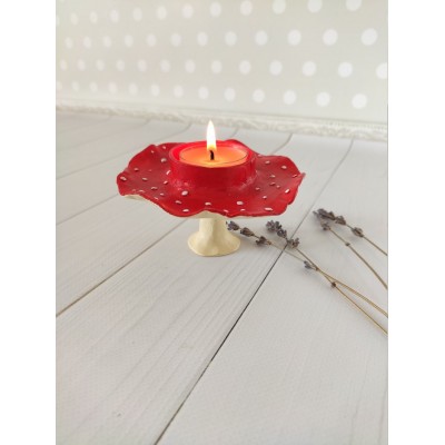 Amanita mushroom tea light candleholder Woodland mushroom decor