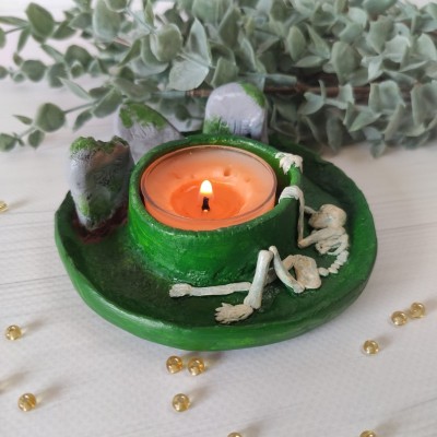 Cemetery tea light candleholder Halloween home decor Spooky gifts