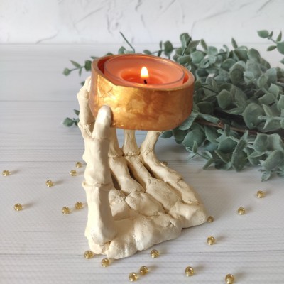 Skeleton hand tea light candleholder Gothic Halloween home decor
