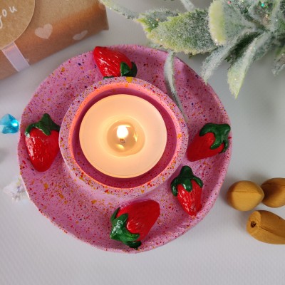 Strawberry candle holders for tea lights Small candle tray