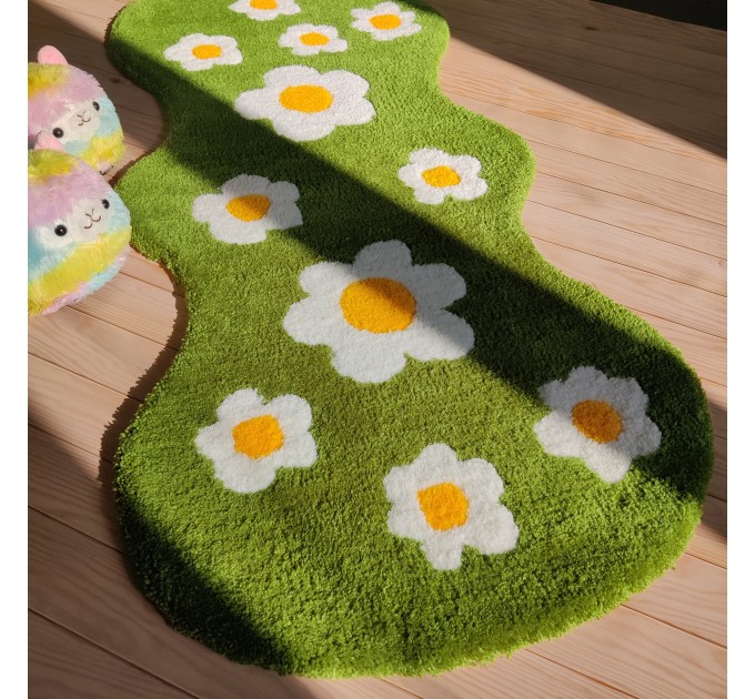 Daisy flowers rug runner