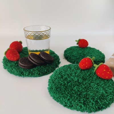 Moss strawberry coasters