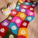 Rainbow daisy runner Patchwork style hand tuft rug