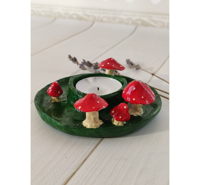 Amanita mushrooms tea light candle holder