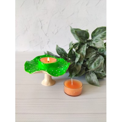 Acid green amanita mushroom tea light candle holder Psychedelic decor
