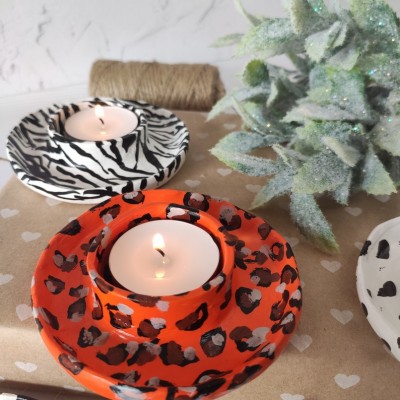 Animal print tealight holders Bedroom decor Animal lover gift